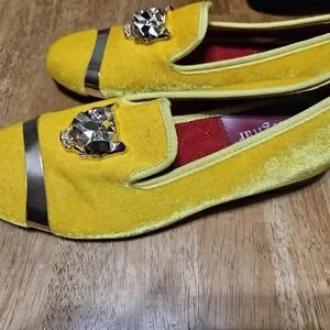 Piergitar Men\'s Gold Velvet Flats/Loafers with Gold Lion Size 8 Amazon.com | Justar Men main image 3